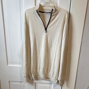 Byford London 100% Merino Wool Men's Off-White Zip-Up Sweater